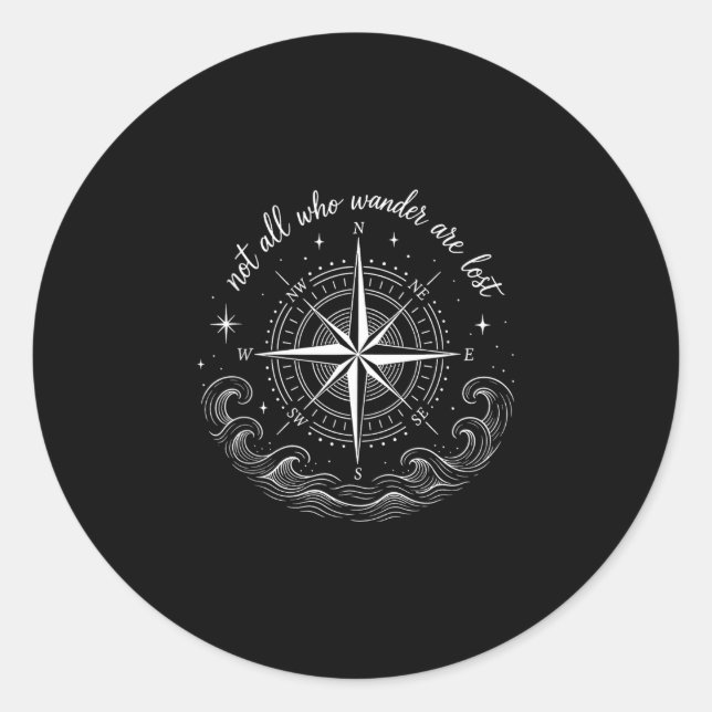 Nautical compass rose design with inspirational classic round sticker (Front)