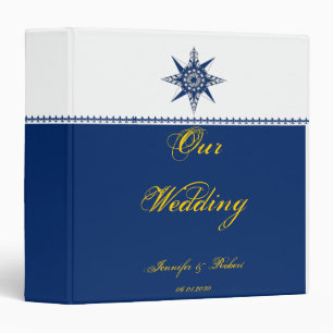 Nautical Compass Rose Navy Yellow Wedding Binder