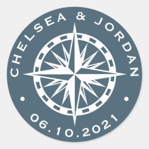 Nautical Compass Rose   Personalized Classic Round Sticker