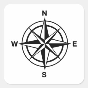 Nautical Compass Rose Square Sticker