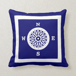 Nautical Compass Rose Throw Pillow