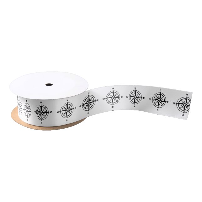 Nautical Compass Satin Ribbon (Spool)