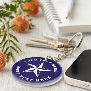 Nautical compass star custom boating or sailing keychain