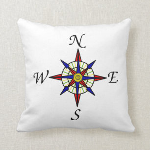 Nautical Compass Throw Pillow
