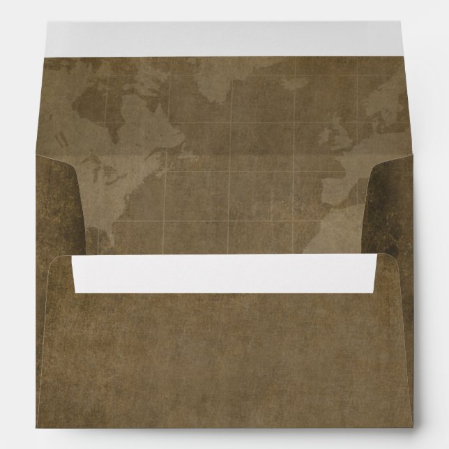 Nautical Compass Vintage Globe Wedding Envelopes (Back (Bottom))