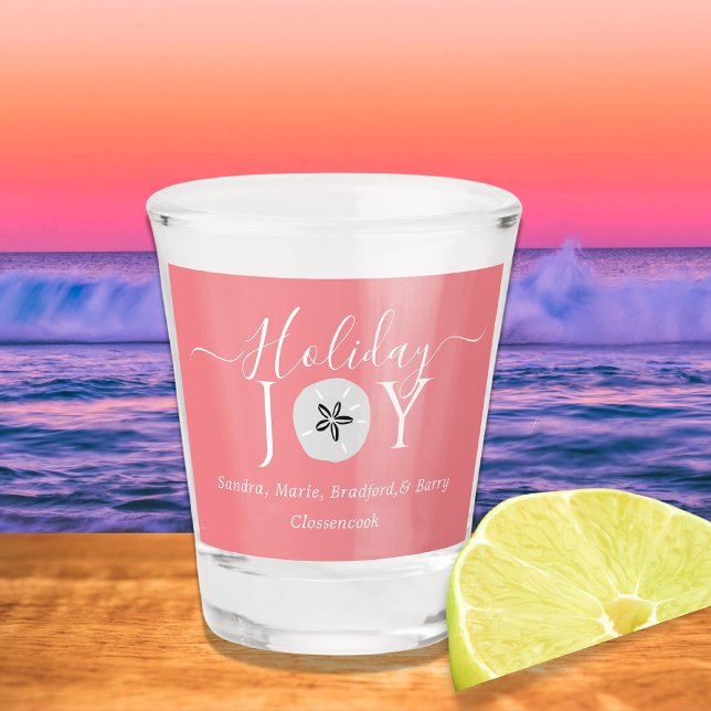 Nautical Coral Pink Joy Sand dollar   Shot Glass (Creator Uploaded)