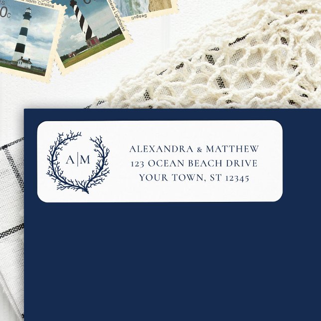 Nautical Coral Reef Wedding Return Address (Creator Uploaded)
