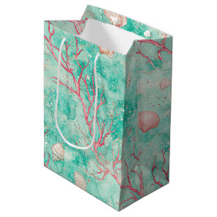 Nautical Coral Starfish Pattern Medium Gift Bag