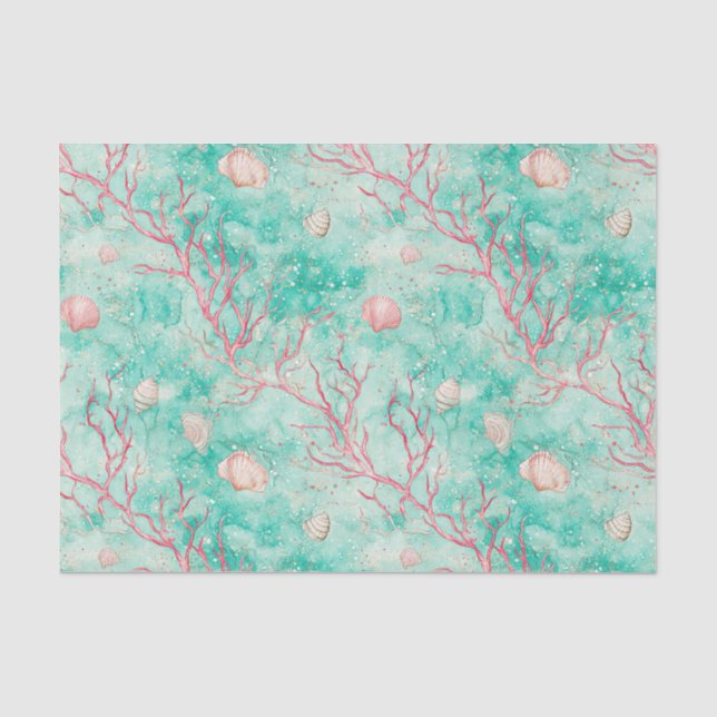 Nautical Coral Starfish Pattern Tissue Paper (Front)