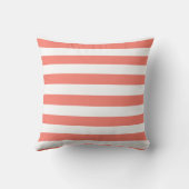 Nautical Coral Stripe & Navy Anchor Personalized Throw Pillow (Back)