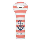 Nautical Coral Stripe & Navy Anchor Personalized