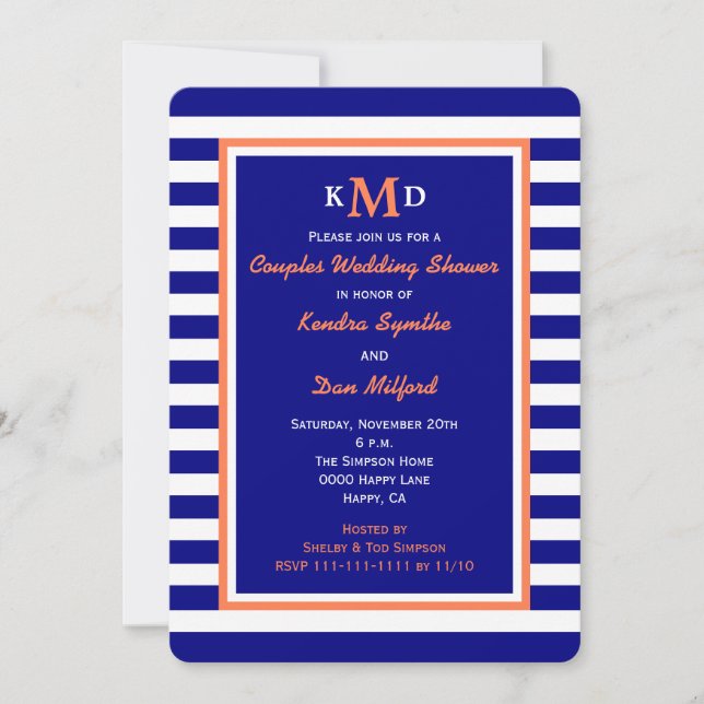 Nautical Couples Coed Wedding Shower Invitation (Front)