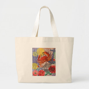 Nautical Crab Beach Art Contemporary Large Tote Bag
