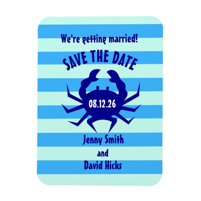 Nautical Crab Beach Wedding Magnet (Vertical)