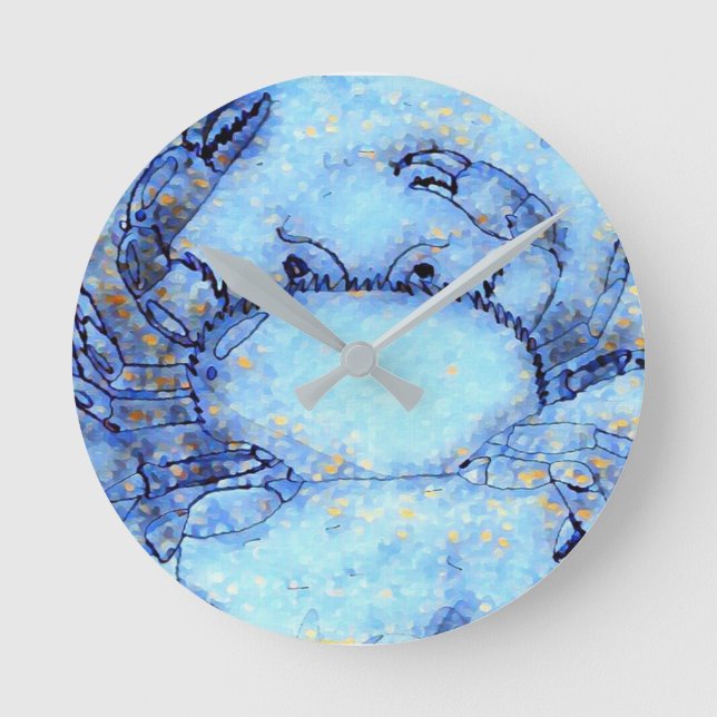 Nautical Crab Blue Wall Clock (Front)