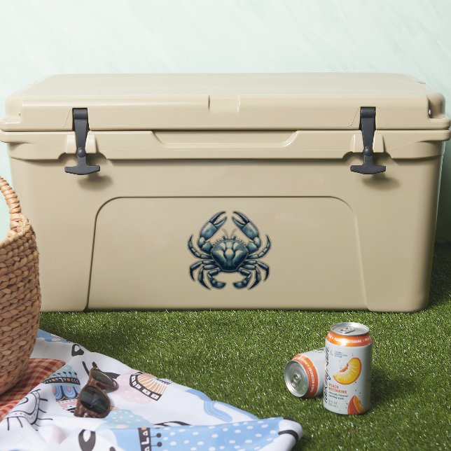 Nautical Crab Custom-Cut Vinyl Sticker (Cooler)