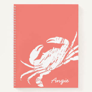 Nautical Crab on Pink Notebook