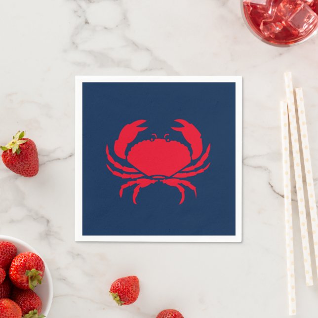Nautical crab red white and blue paper napkin (Insitu)