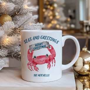 Nautical Crab Seas Greetings Christmas Coffee Mug