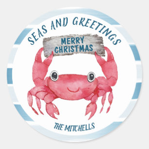 Nautical Crab Seas Greetings Holiday Envelope Seal