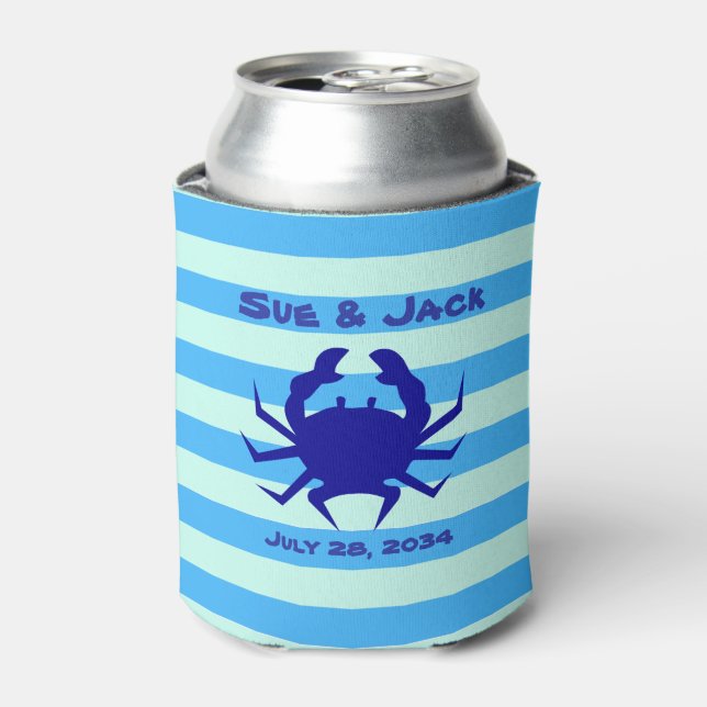 Nautical Crab Wedding Favour Can Cooler (Can Front)