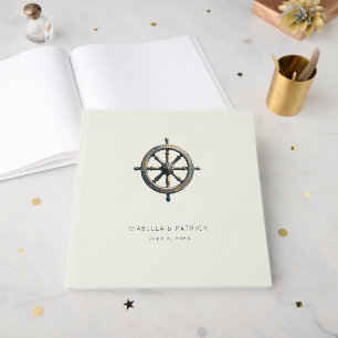 Nautical Cream Vintage Ship's Wheel Guest Book
