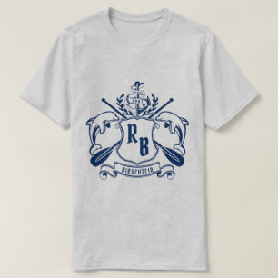 Nautical Crest Dolphins Anchor Oars Laurel Shield T-Shirt