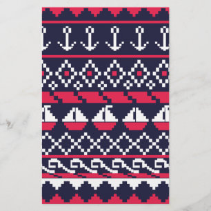 Nautical Cross stitch Stationery