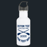 Nautical crossed boat rowing oars icon custom  532 ml water bottle<br><div class="desc">Nautical crossed boat rowing oars icon custom stainless steel water bottle. Navy blue paddles. Personalized gift idea for sailor, boat captain, skipper, fisher, kids, rower, coach, players, team mates, sports fans etc. Bold typography design for custom name, funny quote, slogan or monogram. Create your own unique drink bottle. Suitable for...</div>