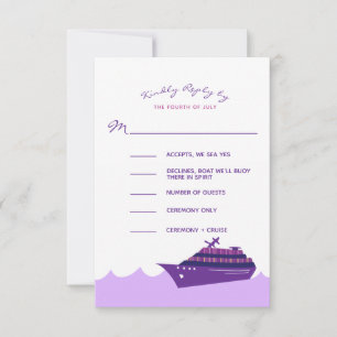 Nautical Cruise Ship Wedding RSVP Card