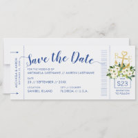 Nautical Cruise Wedding Boarding Pass Save Date