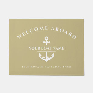 Nautical Custom Boat Name Anchor Navy Doormat