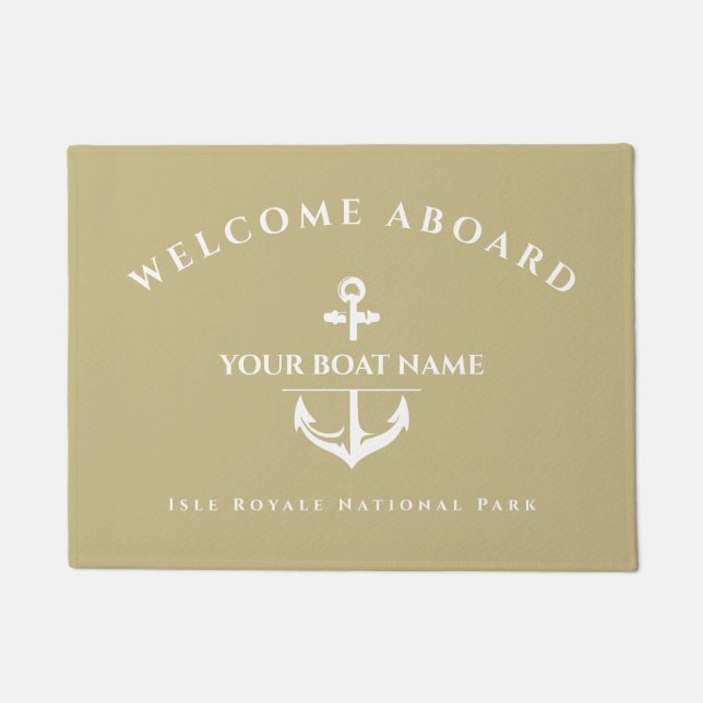 Nautical Custom Boat Name Anchor Navy Doormat (Front)