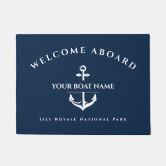 Nautical Custom Boat Name Anchor Navy Doormat