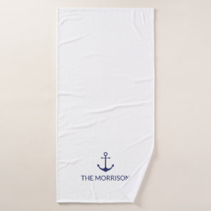 Nautical Custom Boat Name Marine bleu ancre blanch