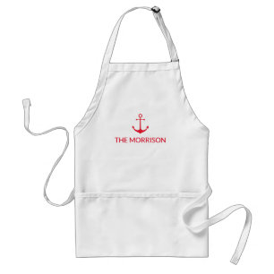 Nautical Custom Boat Name red anchor white Standard Apron