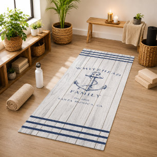 Nautical Custom Family Anchor White Wood  Yoga Mat