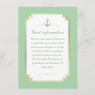 Nautical Custom Mint White Wedding Insert Card