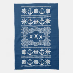 Nautical custom monogram kitchen towel