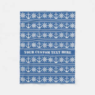Nautical custom text & color fleece blankets