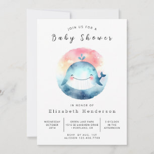 Nautical Custom Whale Baby Shower Invitation