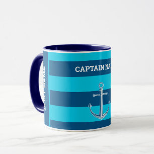 Nautical Customize Boat Name Anchor Navy Blue Mug