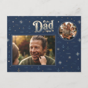 Nautical Dad Photo Collage Design Postcard