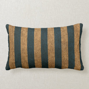 Nautical Deep Sea Blue Stripes Lumbar Pillow