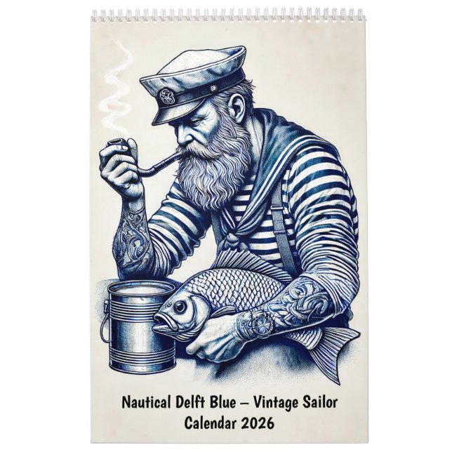 Nautical Delft Blue – Vintage Sailor Calendar (Cover)