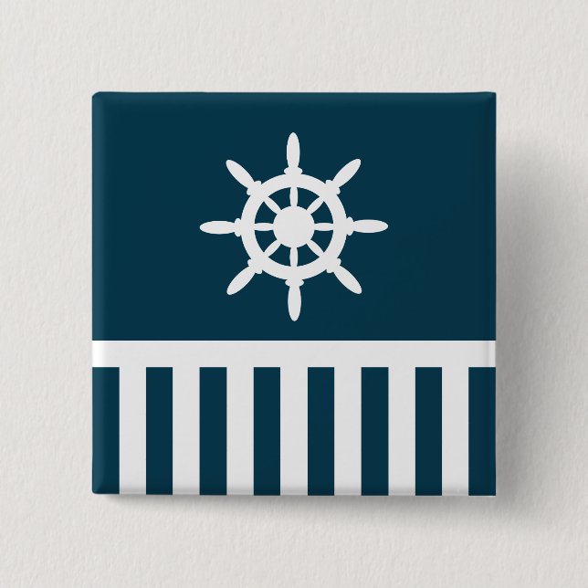 Nautical design 2 inch square button (Front)