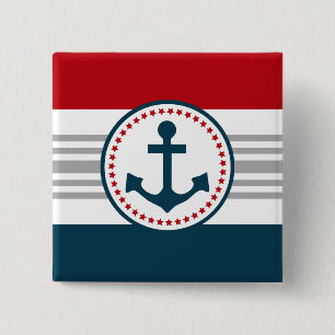 Nautical design 2 inch square button