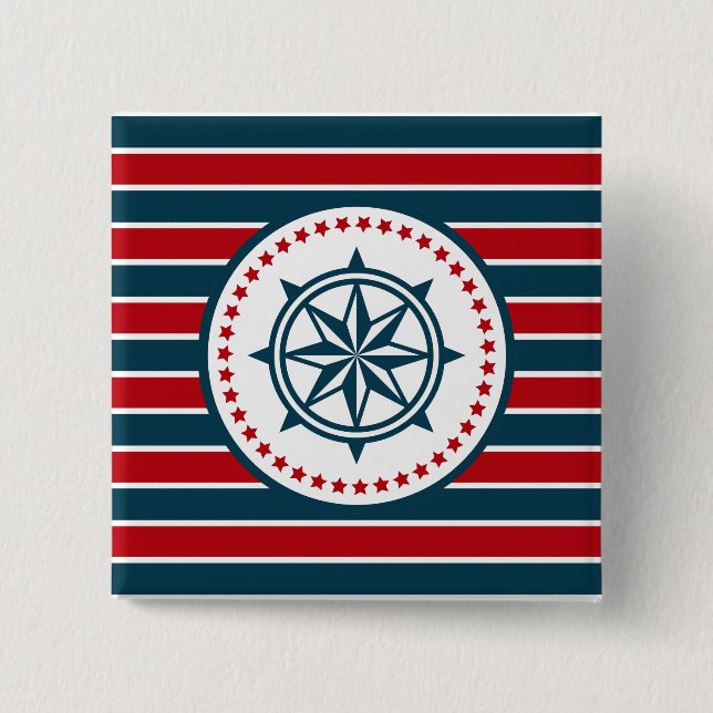 Nautical design 2 inch square button (Front)