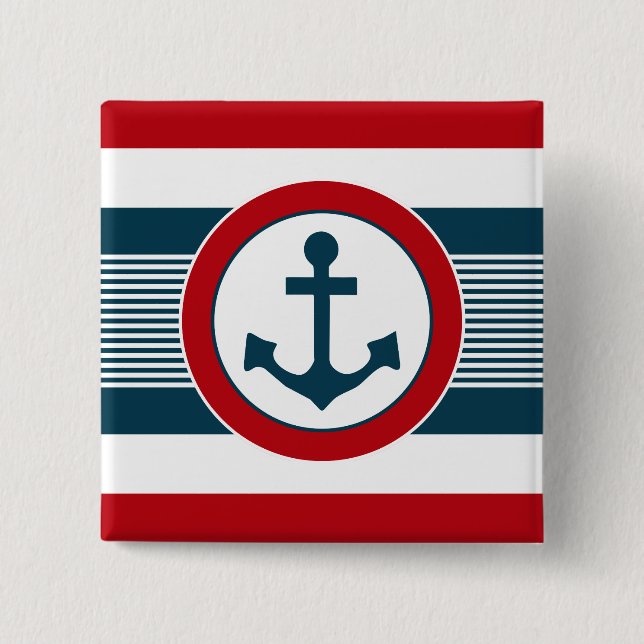 Nautical design 2 inch square button (Front)