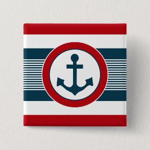 Nautical design 2 inch square button